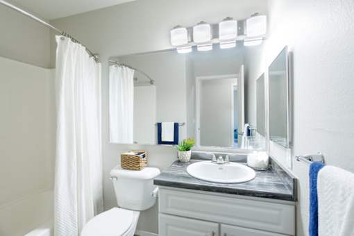 a bathroom with a sink toilet and a mirror