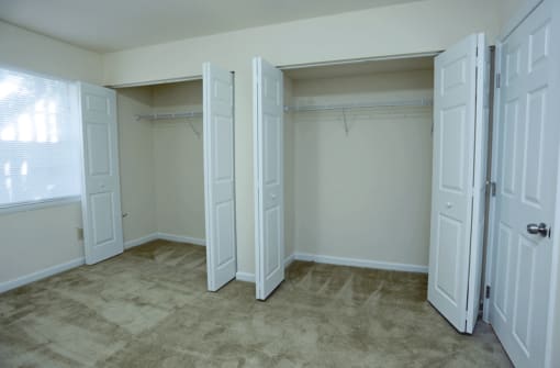 Two closets in bedroom
