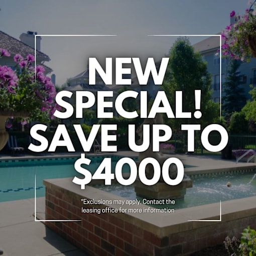 A poolside image advertising a special offer to save up to $4000.