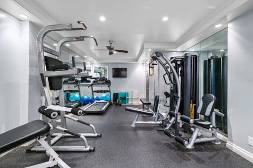 the gym at the enclave at woodbridge apartments in sugar land, tx