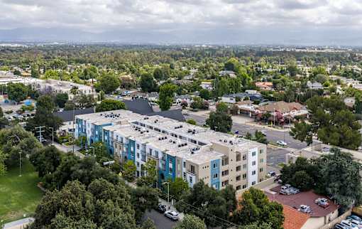 aerial shot of building