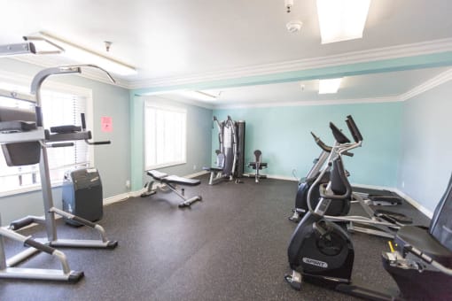 Gym with machinery and window