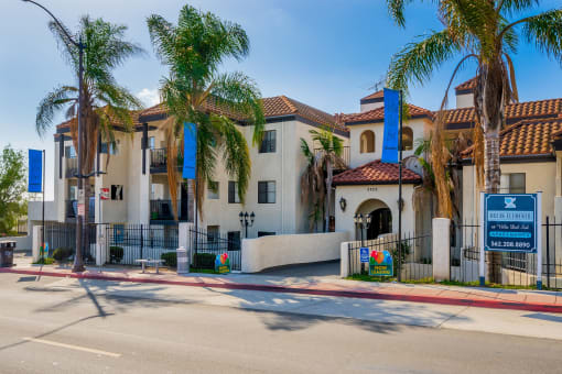 front of building with leasing signs