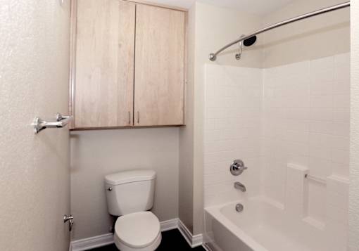 a bathroom with a toilet and a tub and a sink