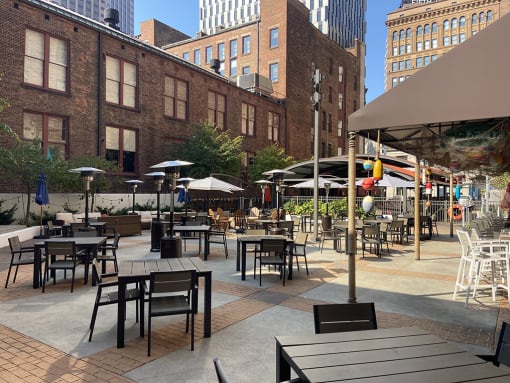 Restaurant Outdoor Patio at The Residences at 668 Apartments