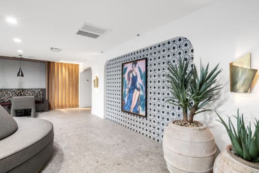clubroom with painting on the wall and seating at Vera Cortez Hill, San Diego, California