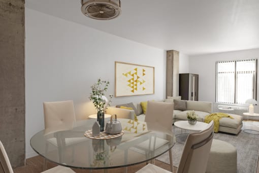 Living room and dining area at Vendome Place, San Jose, 95110