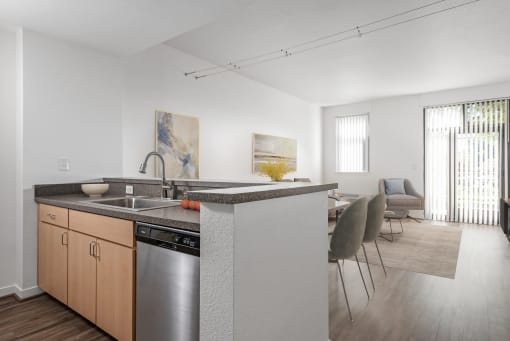 Kitchen, dining and living room at Vendome Place, San Jose, 95110