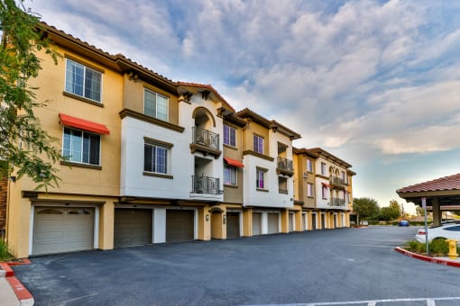 exterior of capriana building and garage parking at Capriana at Chino Hills, Chino Hills