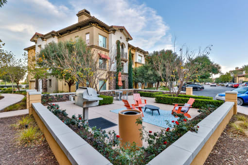 capriana bbq grill and outdoor lounge seating at Capriana at Chino Hills, Chino Hills, California