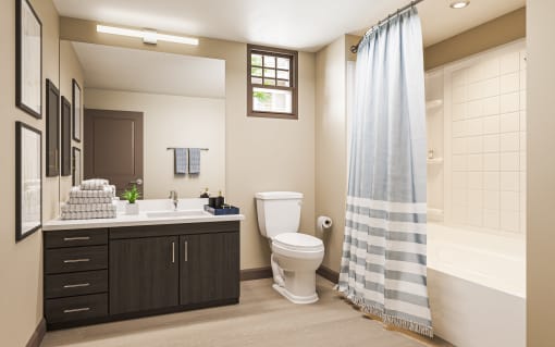 Bathroom rendering with tub and toilet