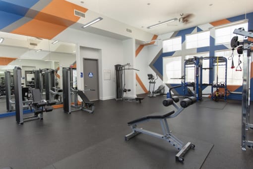 Fitness center at The Grove Apartments, Ontario, California