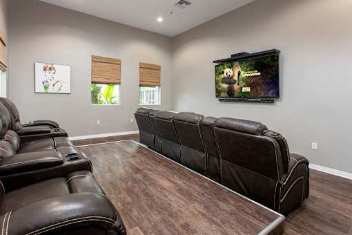 Movie Theater at 55+ FountainGlen Terra Vista, Rancho Cucamonga, CA