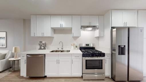 Modern kitchen at Nola 624 Apartments, West Covina, California