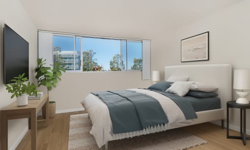 jefferson floor plan furnished bathroom at Avenue Two Apartments, California