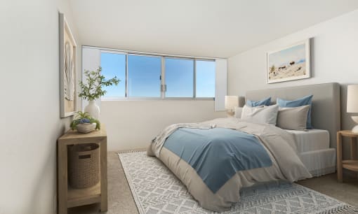 seaport furnished bathroom at Avenue Two Apartments, Redwood City  ,California, 94063