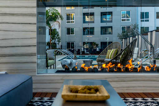 Outdoor Firepit Lounge at Baker Block, Costa Mesa, California