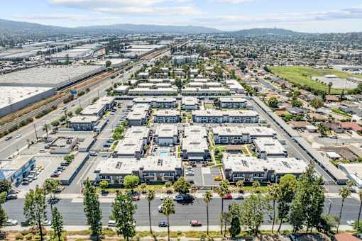 A large industrial area with multiple buildings and roads.