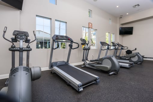 the gym with cardio equipment