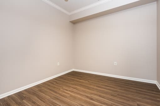 an empty room with wood style flooring