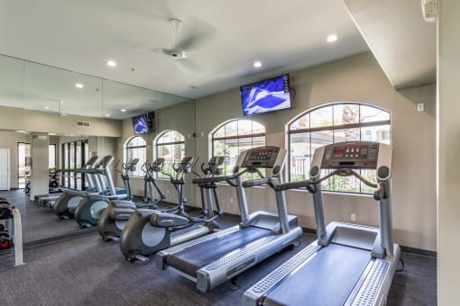 Fitness center with treadmill
