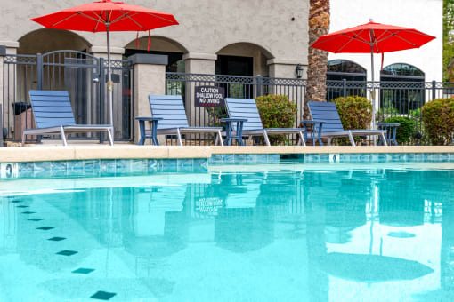 Swimming Pool Area With Shaded Chairs at Dobson 2222, Chandler, AZ, Arizona, 85286
