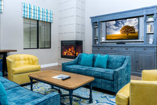 Lounge Area With Fireplace at Dobson 2222, Chandler