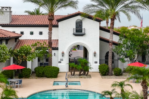 Swimming pool with palm trees at Dobson 2222, Arizona, 85286