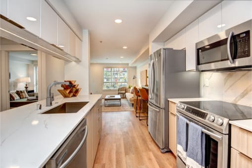 furnished kitchen with stainless steel appliances