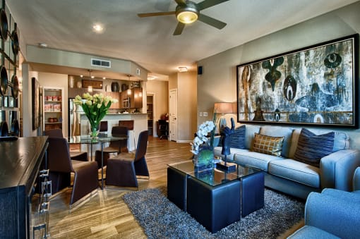 Chandler AZ Apartments for Rent - Monument - Spacious Living Room faces Kitchen