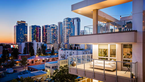 an open house with a view of the city