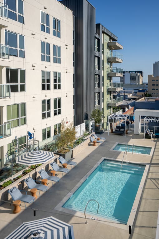 a view of the pool at homewood suites by hilton salt lake city downtown or