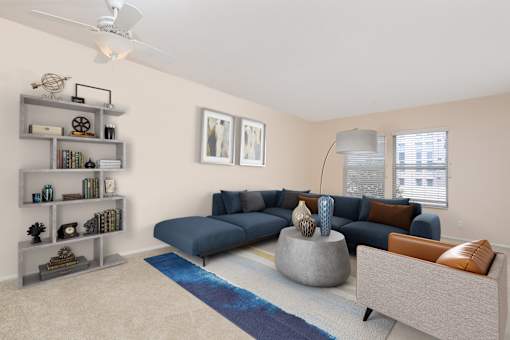 Apartment living room at FountainGlen Pasadena
