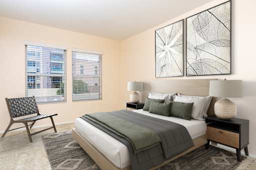 Apartment bedroom at FountainGlen Pasadena