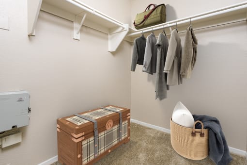 a spacious apartment closet at FountainGlen Temecula at 55+ FountainGlen Temecula, California
