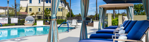 Pool area cabana at 55+ FountainGlen Valencia, Valencia, CA, 91354