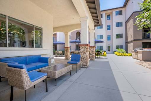 Outdoor Patio at 55+ FountainGlen Terra Vista, California