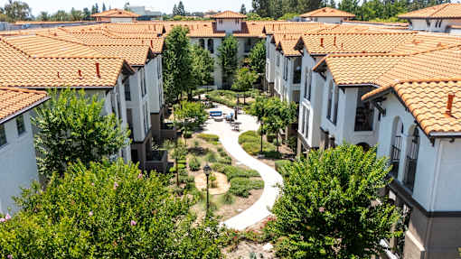 Aerial View Of Courtyard at 55+ FountainGlen Terra Vista, California, 91730