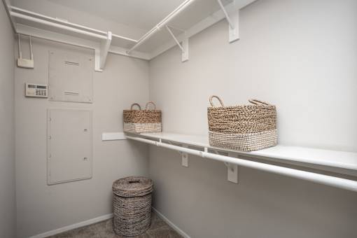 Closet with shelf at The Grove Apartments, Ontario