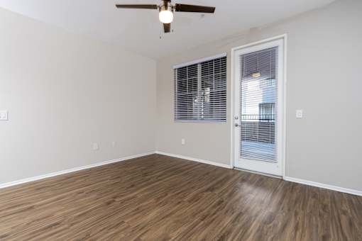Unfurnished room with ceiling fan at The Grove Apartments, Ontario, CA, 91761