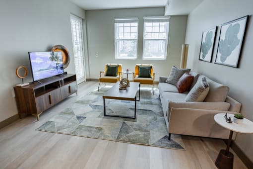 furnished living room at Bayswater Apartments, Burlingame