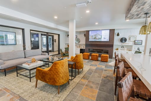 resident lounge with HD tv and lounge seating