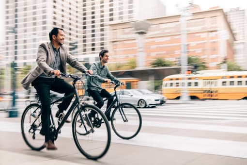 People biking in the city