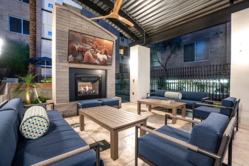 Lobby Sitting Area with fireplace at Level at Sixteenth, Phoenix, AZ, Arizona, 85014