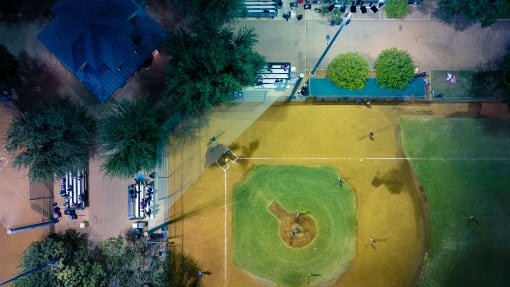 a birds eye view of a baseball field at Miro at the Parc, Henderson, 89074