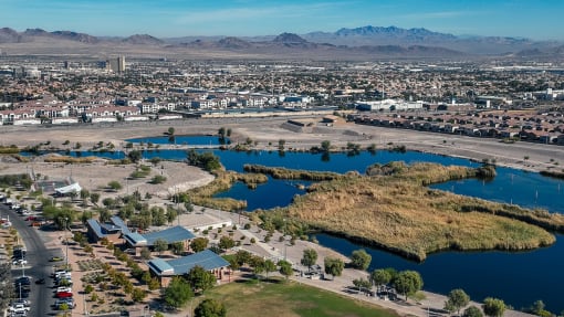 an aerial view of the lake at Miro at the Parc, Nevada 89074