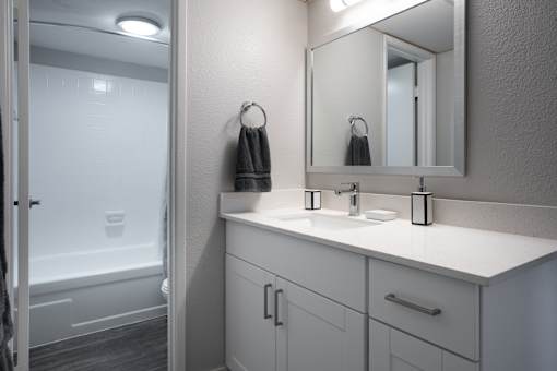 White bathroom at Monaco at McCormick Ranch, Scottsdale, Arizona