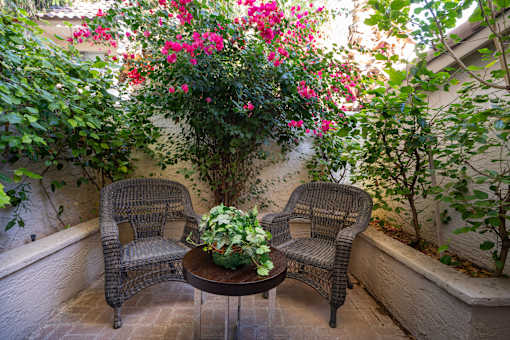 Two wicker chairs at Monaco at McCormick Ranch, Scottsdale, AZ