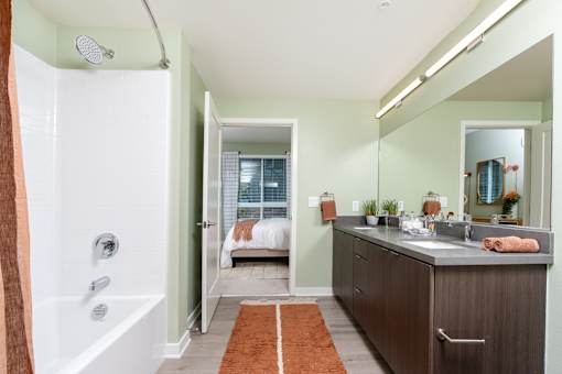 A Bathroom With a White Bathtub at North Grove, Riverside, 92501