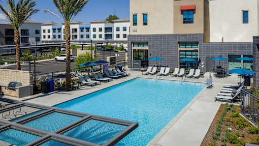 Pool With Relaxing Chairs at North Grove, Riverside, California
